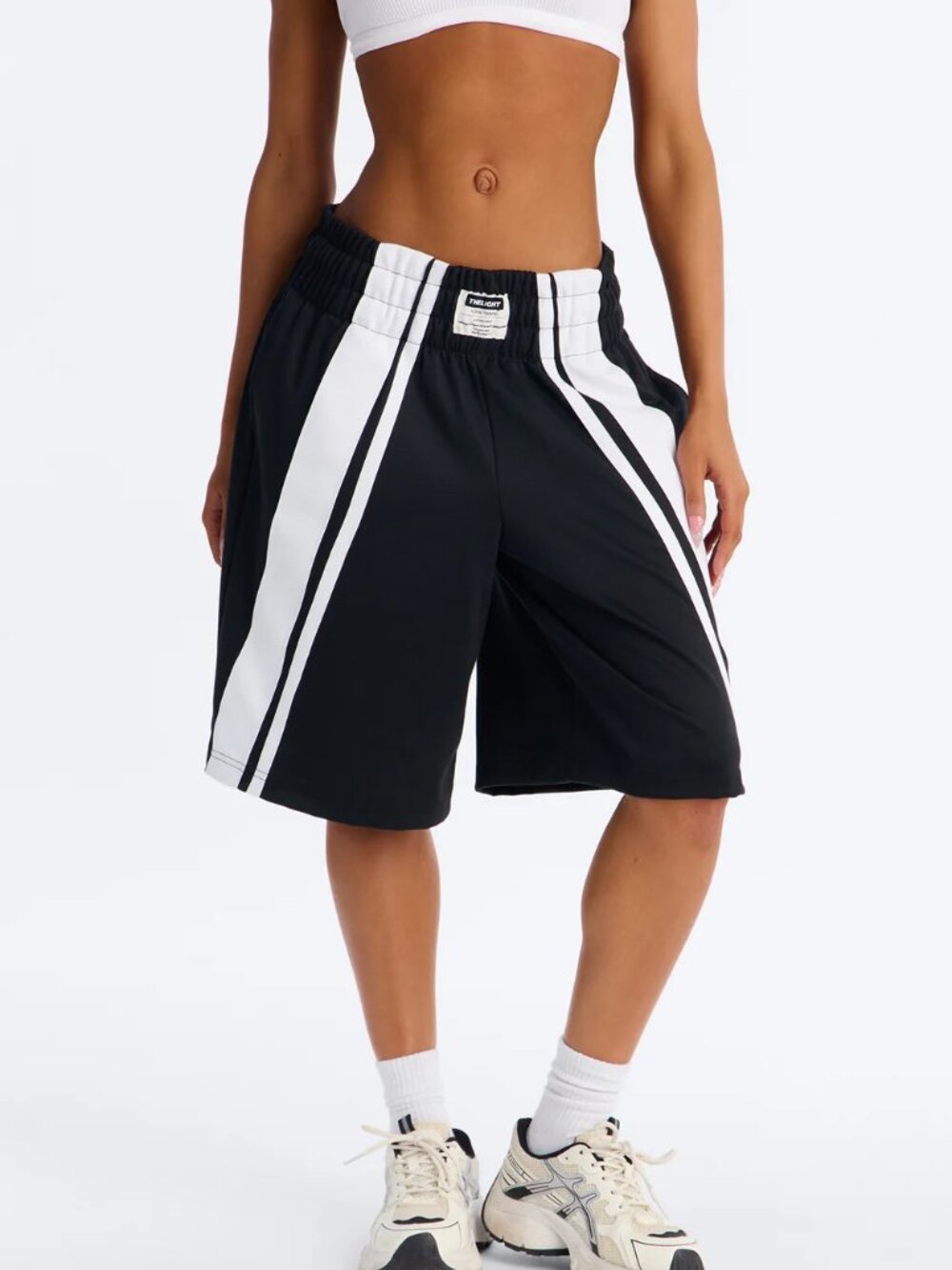 NWOT Leyla Boxer Boxing Long Shorts - Black/White
